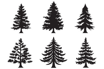 Christmas tree silhouette vector bundle