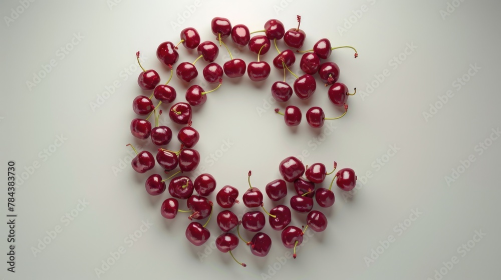 Poster a number of cherries arranged in a circle. suitable for food and fruit concepts