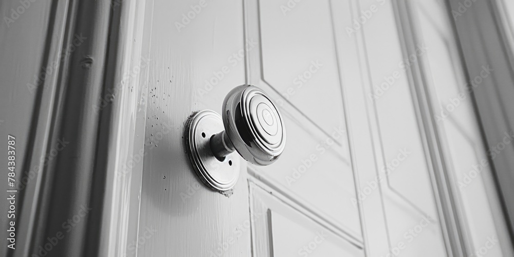 Poster a detailed view of a door handle, suitable for various design projects