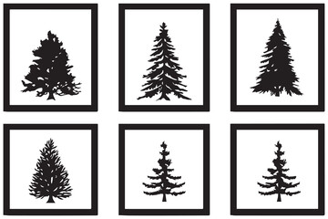 Christmas tree silhouette vector bundle