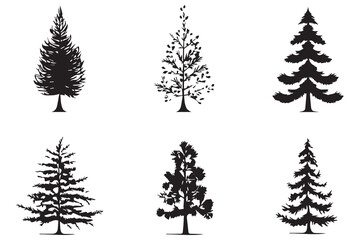 Christmas tree silhouette vector bundle