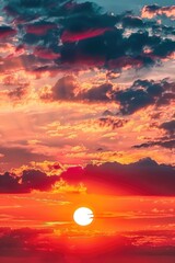 Beautiful sunset over the horizon of the ocean, perfect for travel and nature themes