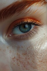 Detailed close-up of a red-haired person's eye, suitable for various projects