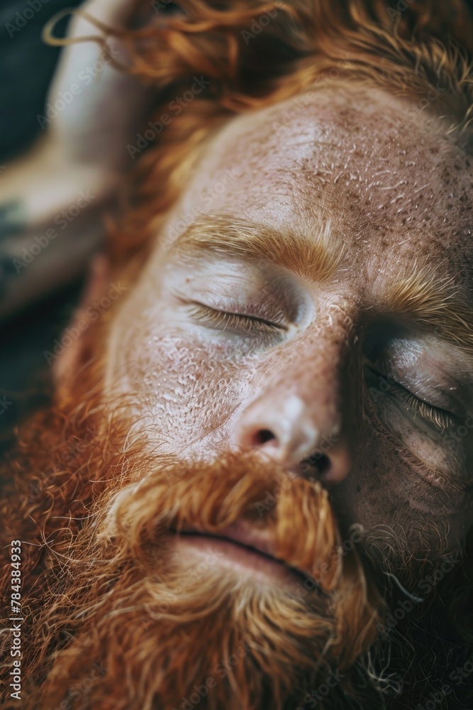 Aufkleber Close up of a person with red hair and a beard. Suitable for various projects