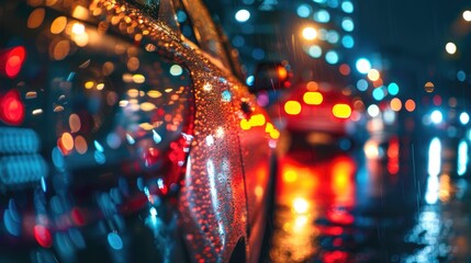 Blurry city street at night, suitable for urban backgrounds