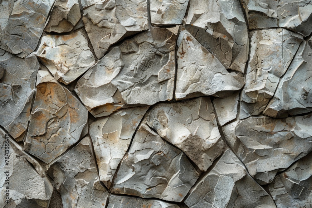 Poster a detailed view of a clock mounted on a rock wall, suitable for time management concepts