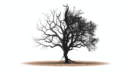 Tree half dead and half alive flat vector isolated on