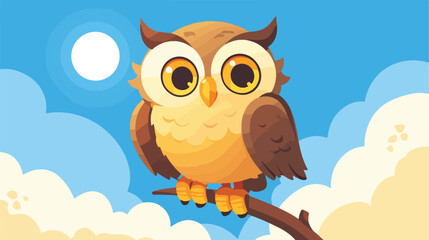 Celestial Owl Clipart 2d flat cartoon vactor illustration