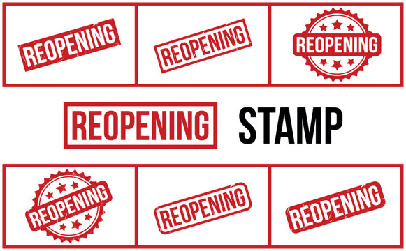 Reopening Rubber Stamp Set Vector