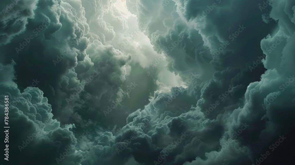 Poster a plane soaring through a dramatic cloudy sky. perfect for aviation or weather-related projects