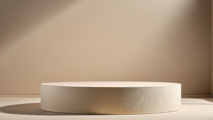 Luxurious Minimalism Beige Natural Podium with Texture and Shadow for Product Display