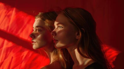 Naklejka premium Two women standing side by side. Suitable for diversity and friendship concepts