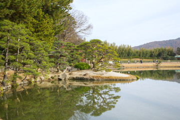 The view of Okayama Korakuen garden in early winter
