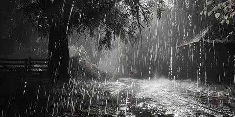 A stunning black and white photo of a rain shower. Perfect for various design projects
