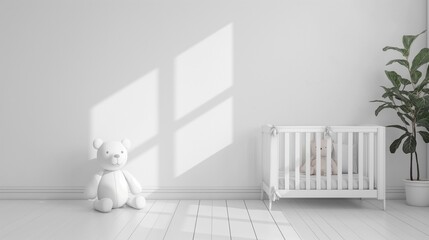 Fototapeta na wymiar white-toned baby room interior