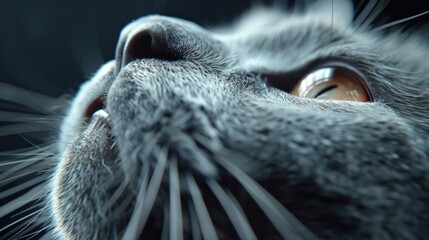 Close-up of a cat's face looking up. Perfect for pet lovers and animal enthusiasts - obrazy, fototapety, plakaty