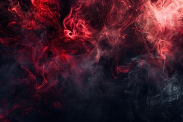 Intense red and black smoke swirling in a dramatic tango - obrazy, fototapety, plakaty