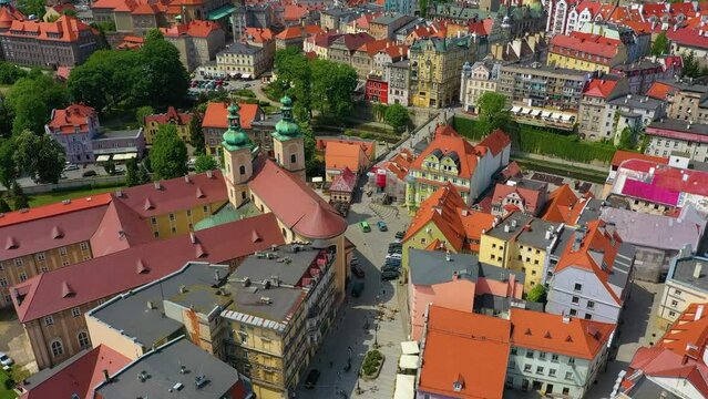 Old Town Gothic Bridge Over Mlynowka Klodzko Aerial View Poland