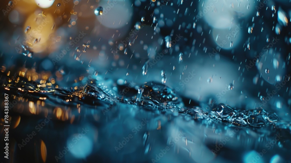 Poster Close up view of a wet surface of water, perfect for backgrounds and textures