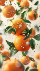 Minimalistic composition with oranges on a white background, emphasizing white space