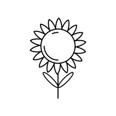 Sunflower Lineal Icon Symbol Vector. Black Outline Sunflower Icon