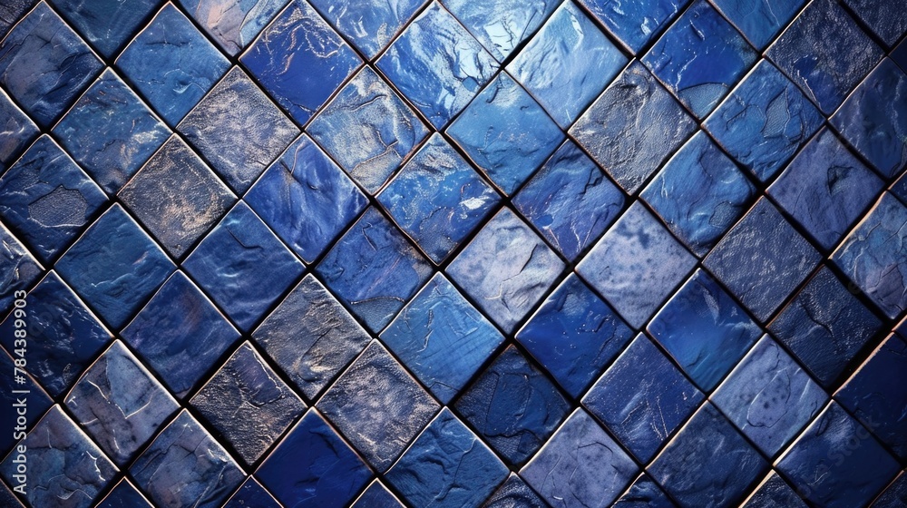 Canvas Prints Detailed shot of a blue tiled wall, suitable for architectural projects