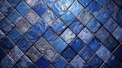Detailed shot of a blue tiled wall, suitable for architectural projects