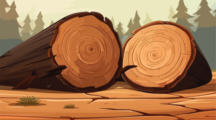 Close up the stumps were sawn growth ring 2d flat cartoon - obrazy, fototapety, plakaty