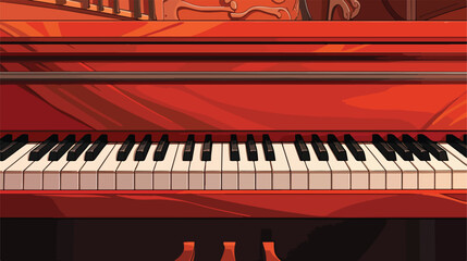 Closeup of a grand piano keyboard 2d flat cartoon v