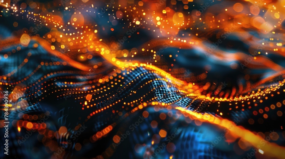 Poster A close up of a blurry background with lights. Perfect for adding a dreamy touch to your design projects