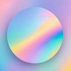 Abstract soft pastel colors iridescent gradients circle on a colorful pastel color gradient background.