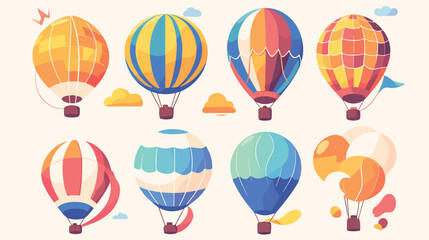 Colored Hot Air Balloon 2d flat cartoon vactor illustration