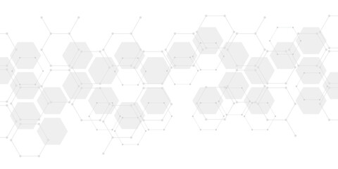 Obraz na płótnie Canvas Hexagon pattern. Monochrome background. Texture of geometric shapes, hexagons. Lines, dots, cells, honeycombs.