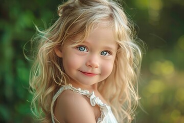 Fototapeta premium Sweet portrait of a young girl, suitable for family, lifestyle, and children themes