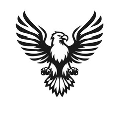 Fototapeta premium A large wild bird eagle flies with outstretched wings. Vector drawing linear sketch isolated on white background. 