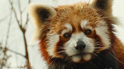 Close up of a red panda's face, suitable for nature and wildlife themes