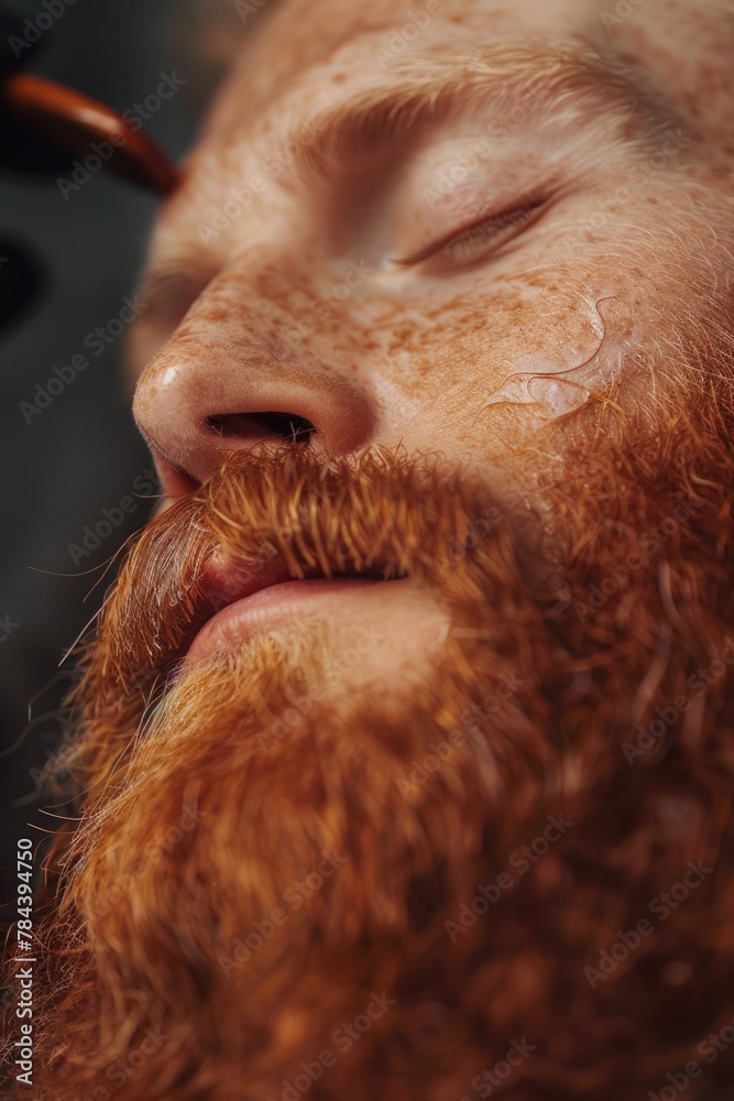 Poster A detailed close-up of a person with a beard, suitable for various projects