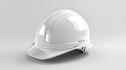 White Construction Helmet: 3D Render of Single Object Protective Engineering Hat for Construction Industry Equipment Isolated in White.