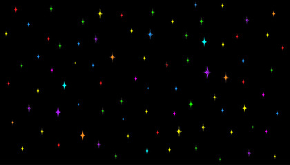 Colorful stars sparkles on black background. Starry night sky - 784394745
