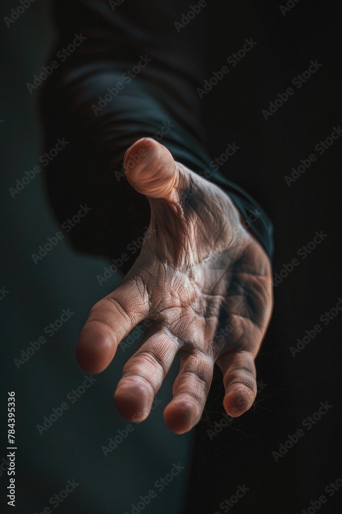 Poster a person's hand reaching out towards the camera. ideal for various concepts and designs