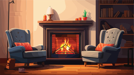 Cozy living room with fireplace and comfortable arm