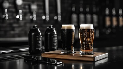 Craft beer tasting event at a local brewery, social, lifestyle photography, casual, enjoyable - obrazy, fototapety, plakaty