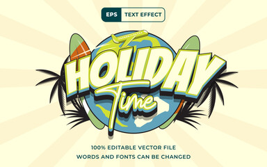 Editable Text effect Happy Summer Time 3D, perfect for banner holiday design element