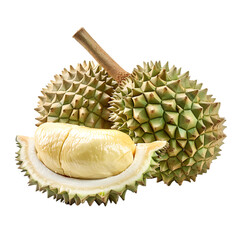 Fresh Durian on White Background: A Delicious Tropical Fruit from Thailand