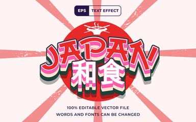 Editable Text effect Japan food 3D, perfect for banner food promotion design element