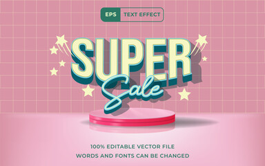 Editable Text effect Super sale 3D, perfect for banner promotion product design element