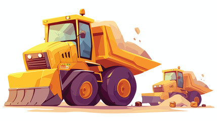 Obraz na płótnie Canvas Cute Construction Vehicles Clipart 2d flat cartoon
