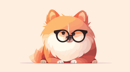 Cute Dog With Glasses Clipart 2d flat cartoon vacto