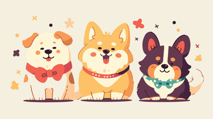 Obraz na płótnie Canvas Cute Dogs Clipart 2d flat cartoon vactor illustration