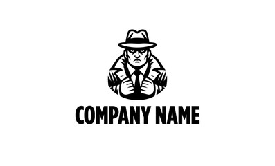 gangster mascot logo icon in black and white or gangster silhouette icon
